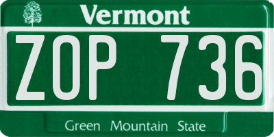 VT license plate ZOP736