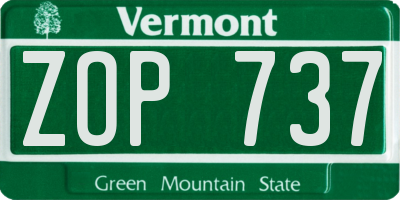 VT license plate ZOP737