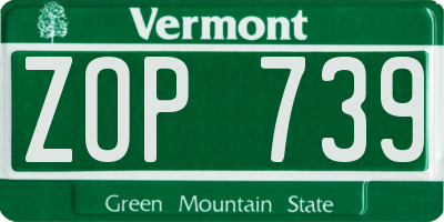 VT license plate ZOP739