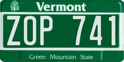 VT license plate ZOP741