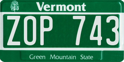 VT license plate ZOP743