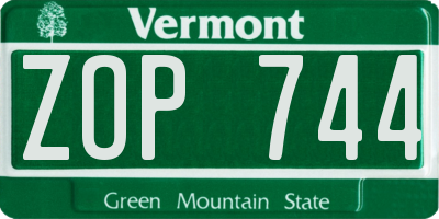 VT license plate ZOP744