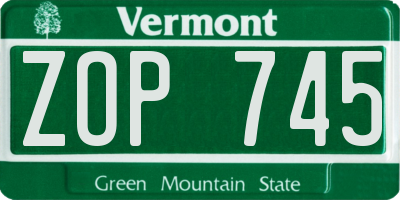 VT license plate ZOP745
