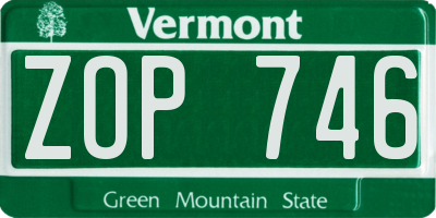 VT license plate ZOP746
