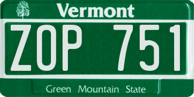 VT license plate ZOP751