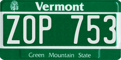 VT license plate ZOP753