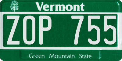VT license plate ZOP755