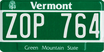 VT license plate ZOP764