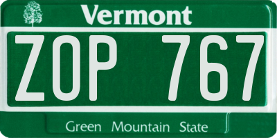 VT license plate ZOP767