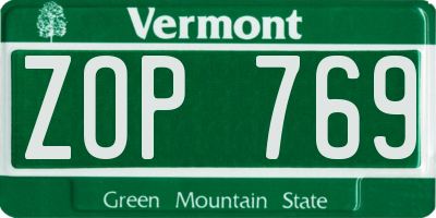 VT license plate ZOP769