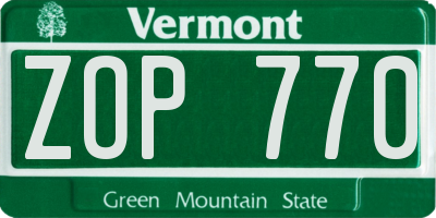 VT license plate ZOP770