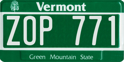 VT license plate ZOP771