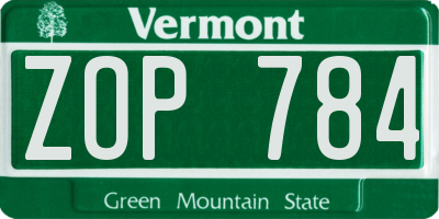 VT license plate ZOP784