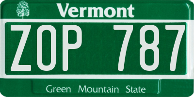 VT license plate ZOP787