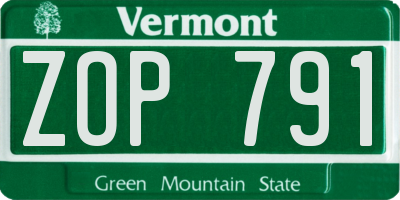 VT license plate ZOP791