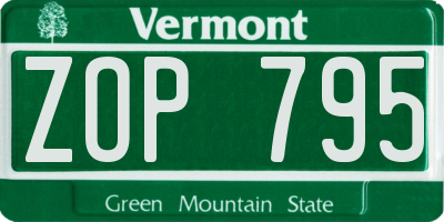 VT license plate ZOP795