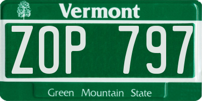VT license plate ZOP797