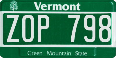 VT license plate ZOP798