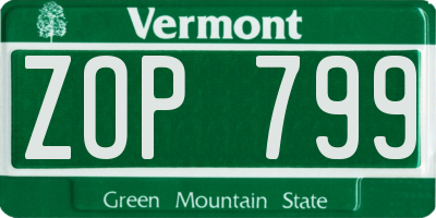 VT license plate ZOP799
