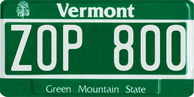 VT license plate ZOP800