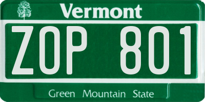 VT license plate ZOP801
