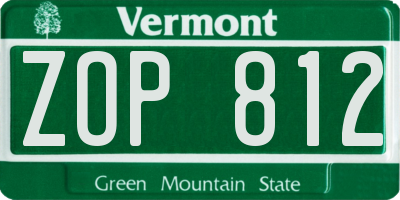 VT license plate ZOP812