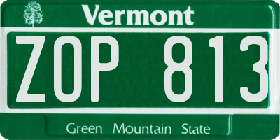 VT license plate ZOP813