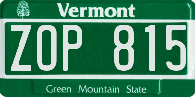 VT license plate ZOP815