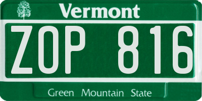 VT license plate ZOP816