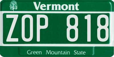 VT license plate ZOP818