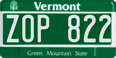 VT license plate ZOP822