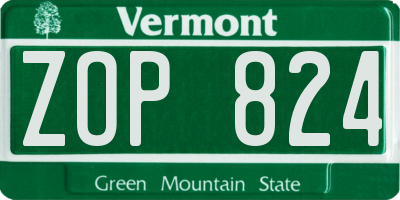 VT license plate ZOP824
