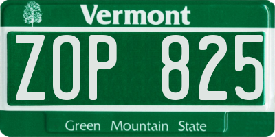 VT license plate ZOP825
