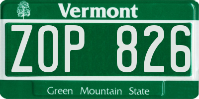 VT license plate ZOP826