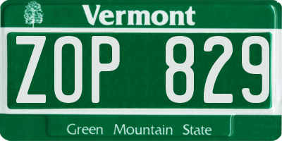 VT license plate ZOP829