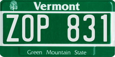 VT license plate ZOP831