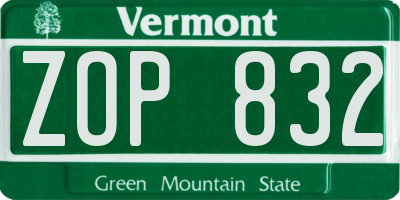VT license plate ZOP832