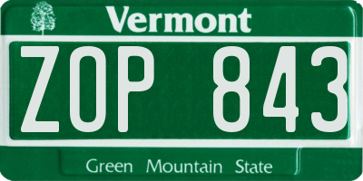 VT license plate ZOP843