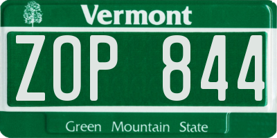VT license plate ZOP844