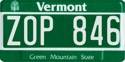 VT license plate ZOP846