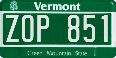 VT license plate ZOP851