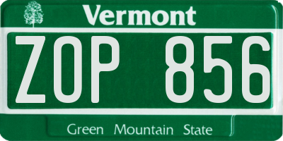 VT license plate ZOP856
