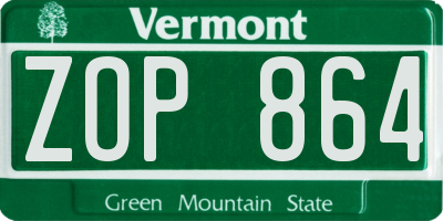 VT license plate ZOP864