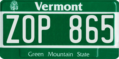 VT license plate ZOP865