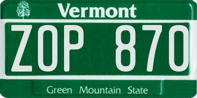 VT license plate ZOP870