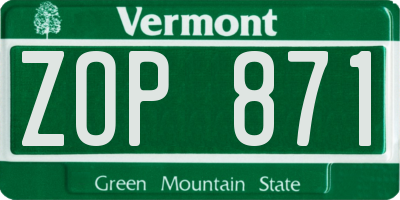 VT license plate ZOP871