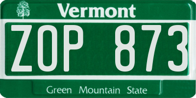 VT license plate ZOP873