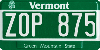 VT license plate ZOP875