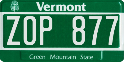 VT license plate ZOP877