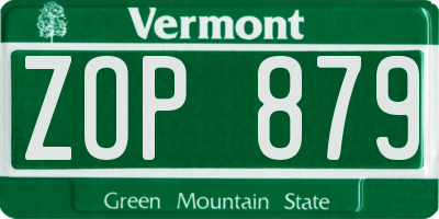 VT license plate ZOP879